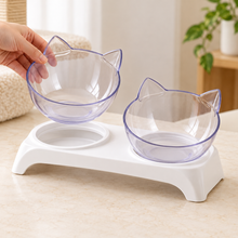 Double gamelle surélevée pour chat – 2 bols