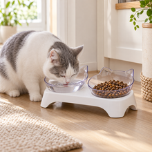 Double gamelle surélevée pour chat – 2 bols