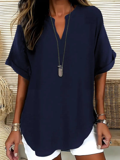 Chemise décontractée d'été ample pour femme, couleur unie