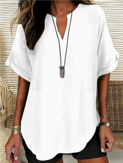 Chemise décontractée d'été ample pour femme, couleur unie