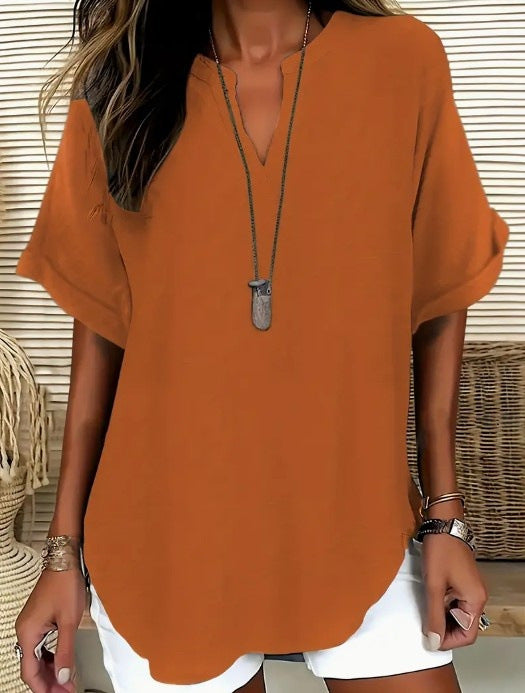 Chemise décontractée d'été ample pour femme, couleur unie
