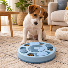 Jouet puzzle distributeur de croquettes pour chien – bleu rond