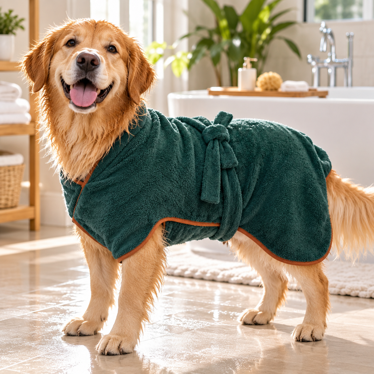 Peignoir absorbant pour chien après le bain