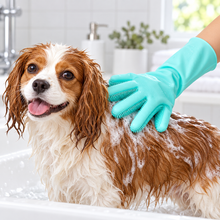 Gant de toilettage en silicone pour chien et chat